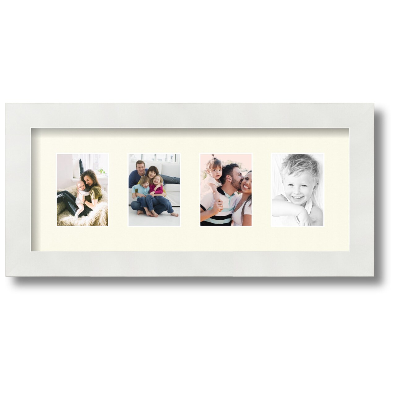 ArtToFrames Collage Photo Picture Frame with 4 - 2.5x3.5 inch Openings, Framed in White with Over 62 Mat Color Options and Regular Glass (CSM-3966-20)
